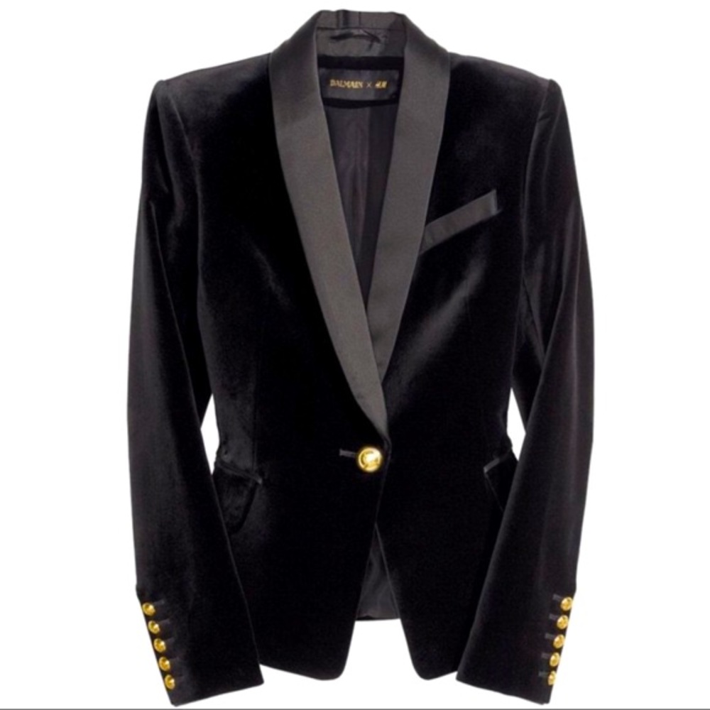 NEW Balmain x H&M black velvet blazer SIZE 8 NWT